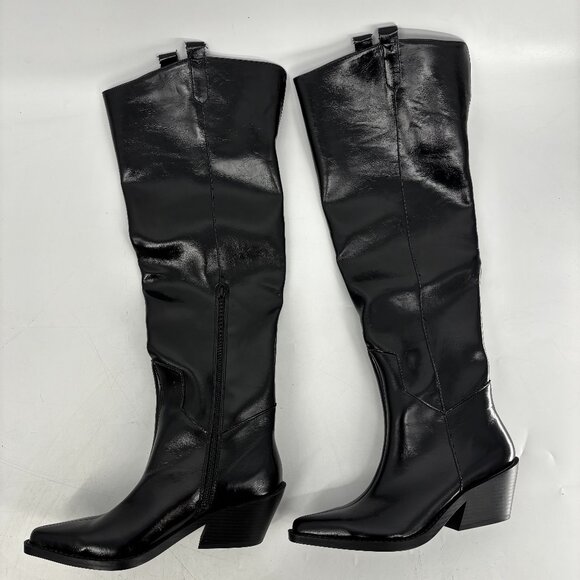 Wild Pair Women Luela Faux Leather Over-The-Knee Western Boots Black Size 8M NWT - Picture 3 of 8